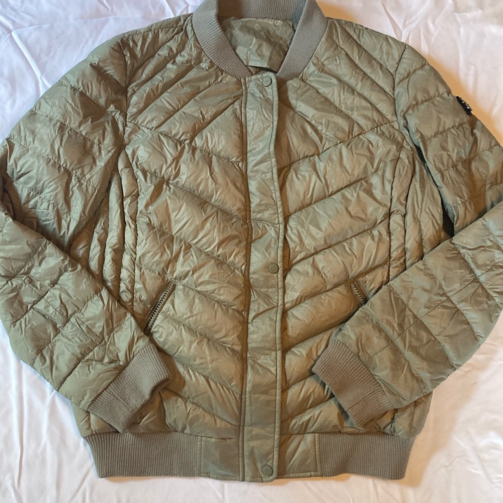 Olive Green Quilted Bomber Jacket